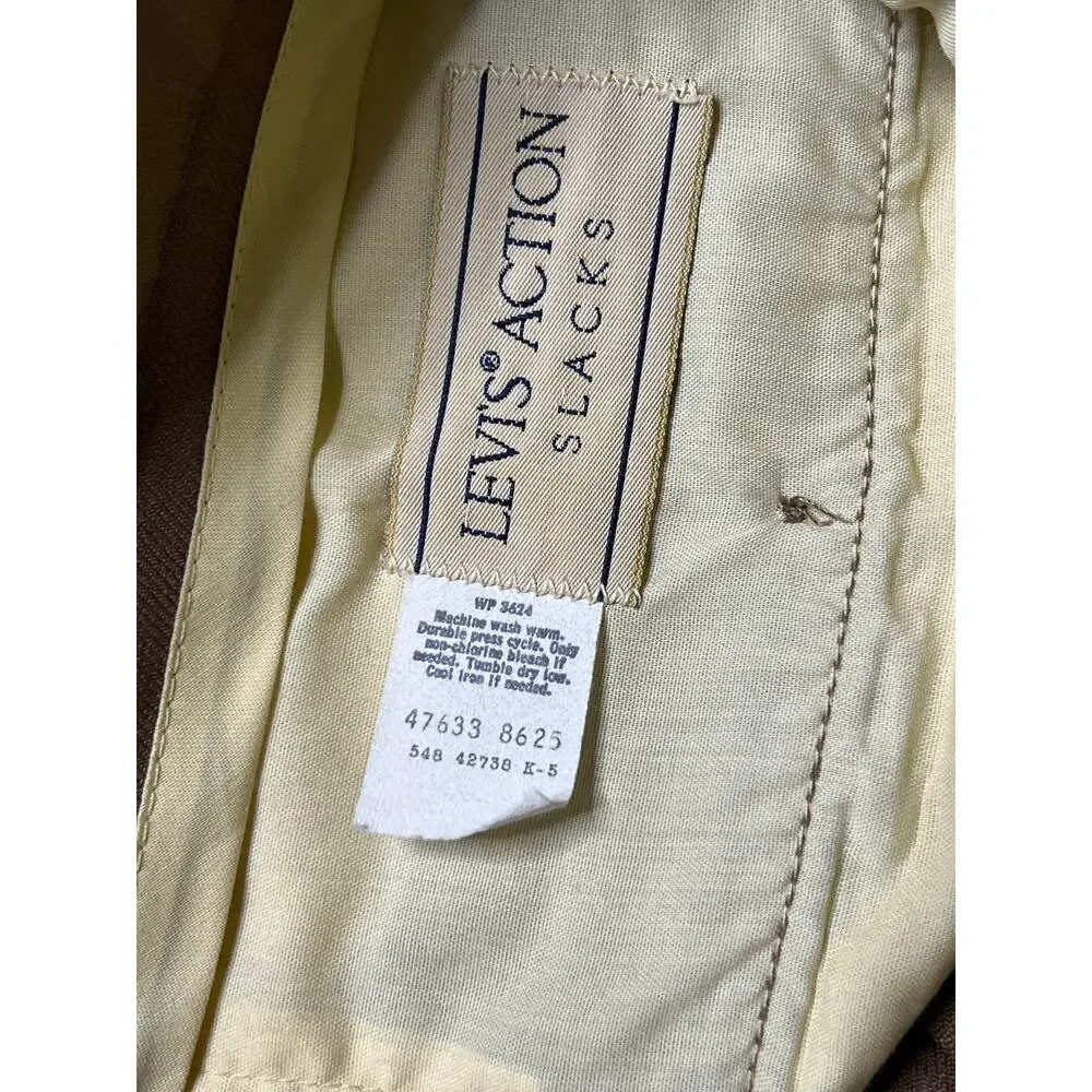 Vintage 80s Levi’s‎ Action Slacks Brown Dress Pants Talon Zip Classic Sz 34x31